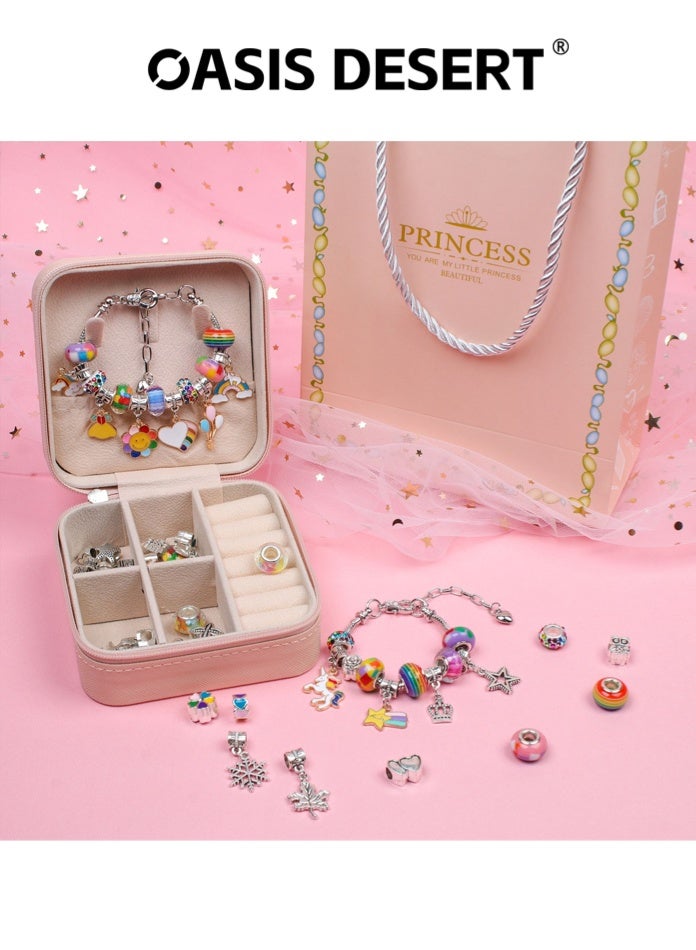 OASIS DESERT 66-Piece DIY Jewelry Bracelet Making Kit, Unicorn Mermaid Handmade Gift Set, Comes with Jewelry Box - Image 4